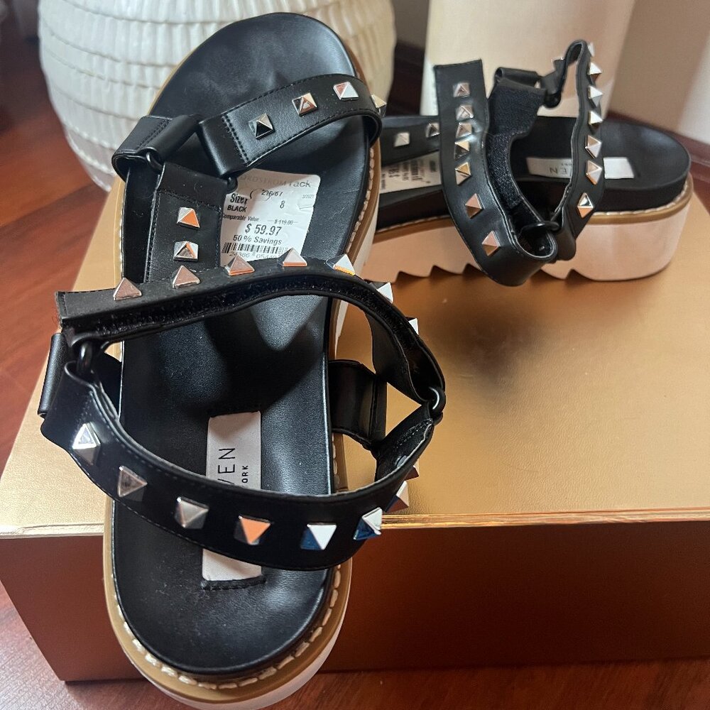 Steven New York Womens Cady Studded Platform Sandals Black Size 8 CADY06D1